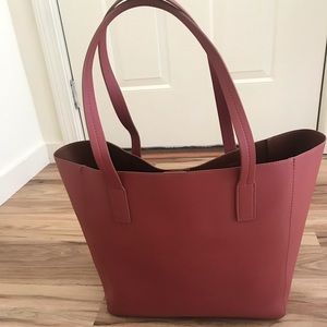 Large reversible faux leather tote